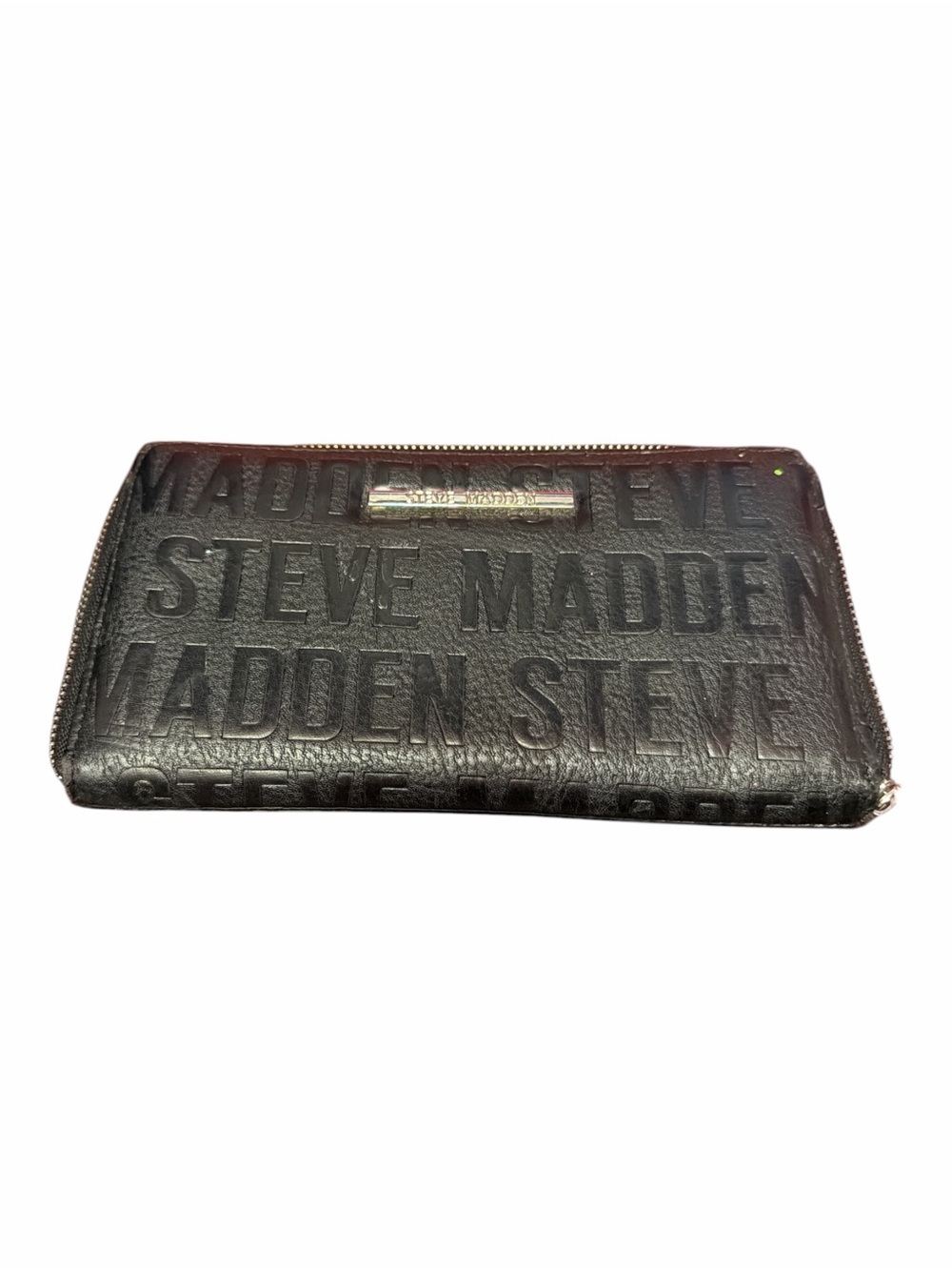 Steve Madden Black Embossed Zip-Around Wallet
